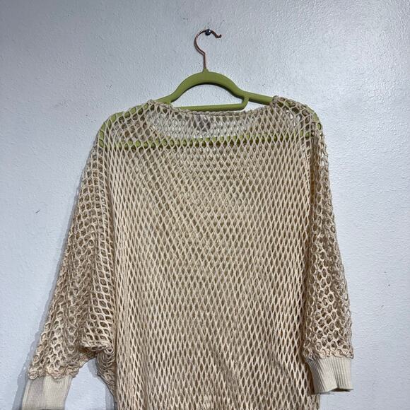 Dotti Cream Open Knit Mesh Vintage Top Sz S - Picture 9 of 13